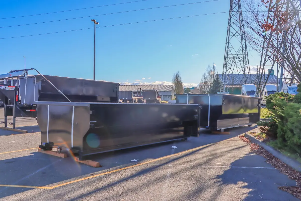 Roll-off dumpster ready for waste disposal at job site for 6 Yard Dumpster Rental in Tiffin